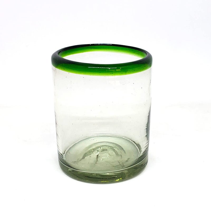 MexHandcraft Emerald Green Rim 10 oz Tumblers (set of 6), Recycled Glass, Lead-free, Toxin-Free (Tumbler) - Image 2